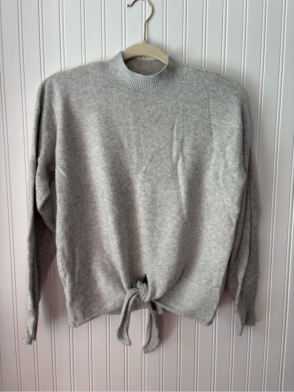 LOFT Light Gray Ribbed Knit Sweater